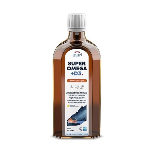 Osavi Super Omega + D3, 2900mg Omega 3 Lemon - 250 ml.