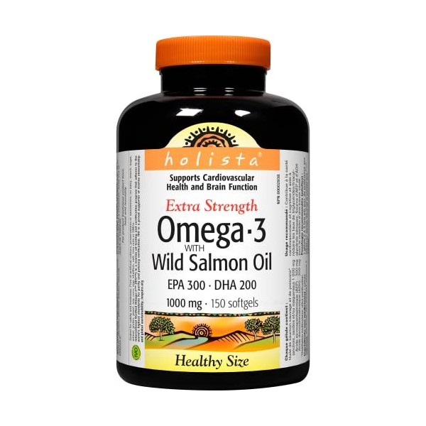 Holista Omega-3 Extra Strength with Wild Salmon Oil 1000 mg 150 Softgels