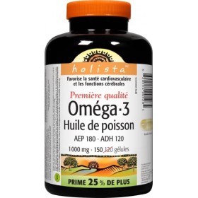 Holista Omega-3 Fish Oil Premium EPA 180/DHA 120, 1000 mg 150 Softgels