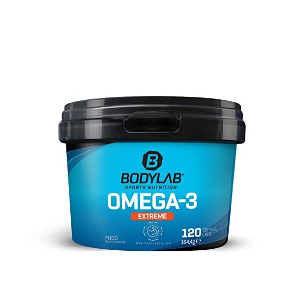 Bodylab24 Gélules Oméga-3 extrêmes, 1000mg dacide eicosapentaénoïque EPA & 500mg dacide docosahexaénoïque DHA , avec de 