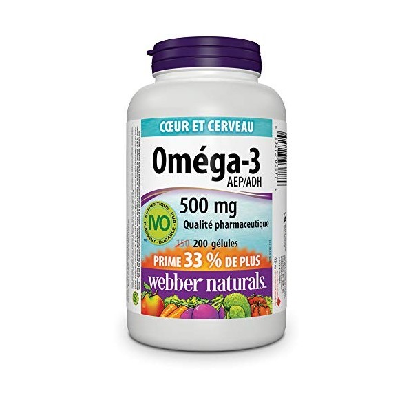 Webber Naturals Omega-3 Pharmaceutical Grade 500 mg EPA/DHA 200 Softgels