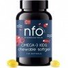 NFO OMEGA 3 KIDS [120 gélules] au goût naturel Tutti Frutti Huile de poisson norvégienne à teneur élevée en EPA et DHA sous f