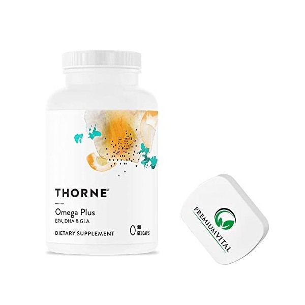 PremiumVital, Thorne Research, Omega-3 Plus, EPA DHA & GLA, 90 Capsules molles, avec Pilulier Pratique, Testé en Laboratoire,