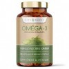 Omega 3 Vegan Supplément – 120 Capsules – Huile dalgues – Haute Concentration – DHA 300 mg – EPA 150 mg – Fabriqué avec lif