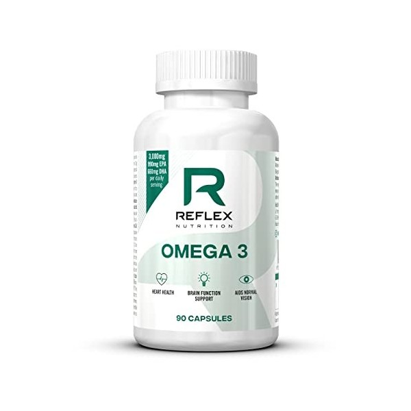 Reflex Nutrition Omega 3 Graisses saines de Poisson sous Forme de gélules, 90 gélules