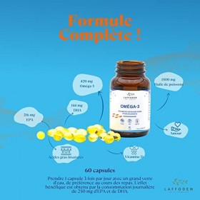 Oméga 3 complément alimentaire à base d’huile essentielle de poisson, fish oil riche en vitamine D, d’origine marine dont EPA