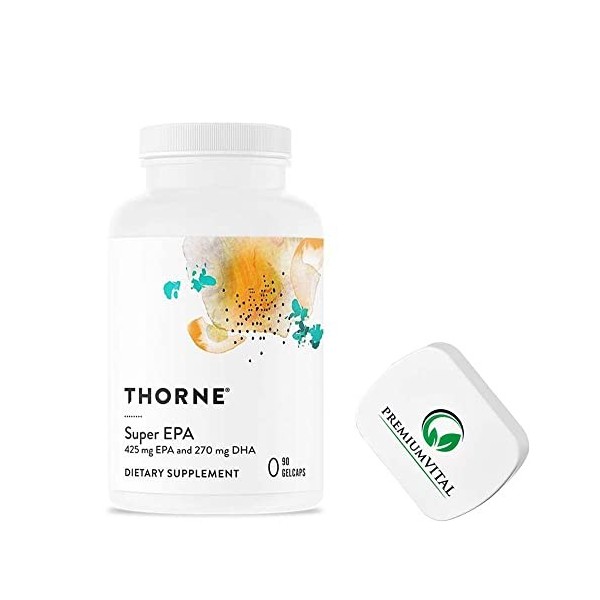 PremiumVital, Thorne Research, Super EPA, Omega-3, 90 Capsules molles, avec Pilulier Pratique, Testé en Laboratoire, Sans Soj