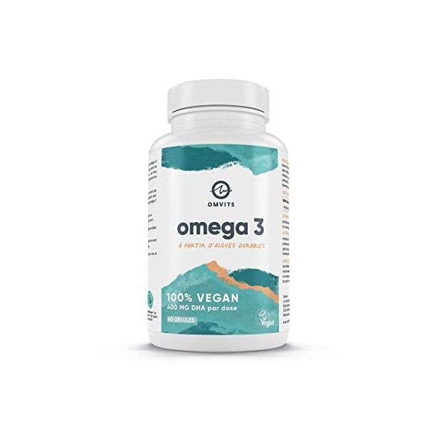 Oméga-3 Vegan DHA à partir d’huile d’algues algae oils alge oil - 60 gélules molles avec vitamine E - Alternative écologiqu