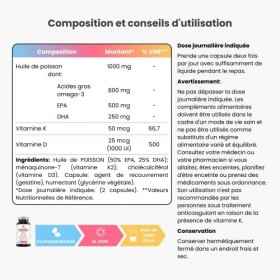 Oméga 3 + Vitamines D3 et K2 | All-Trans K2 Original K2VITAL - D3 hautement biodisponible - Oméga 3 sous forme de triglycérid