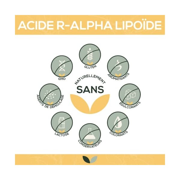 Acide R-alpha-lipoïque 400 mg par gélule | 120 gélules | Hautement dosé | en biodisponibilité particulièrement élevée | Végét