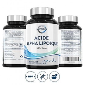 Acide alpha lipoïque AAL 500 mg | 180 gélules haute concentration adaptées aux végétaliens | Contribue à réduire les inflam