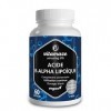 Acide Alpha-Lipoïque à Haute Dose, 200 mg par Capsule, Vegan, 60 Gelules pour 2 Mois, Forme Naturelle DAcide Thioctique, Com