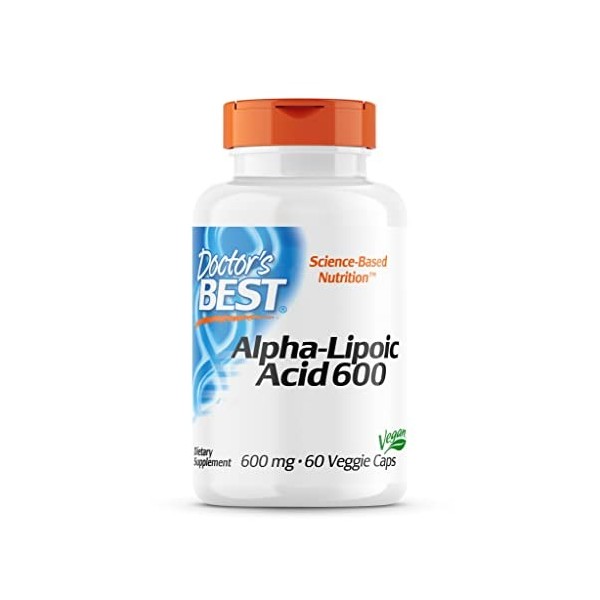 Doctors Best, Alpha-Lipoic Acid Acide Lipoïque Alpha , 600 mg de Dépôt, Dose de 2 Jours, 60 Gélules végétaliennes, Hautemen