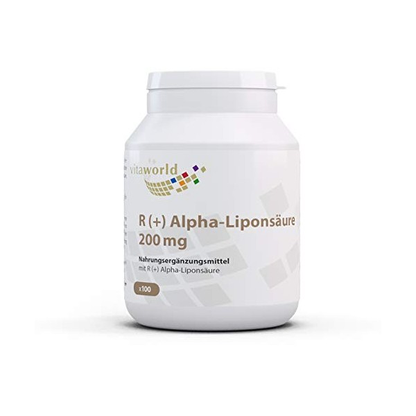 Vita World R + Acide Alpha-Lipoïque 200mg 100 Capsule ALA acide thioctique Made in Germany