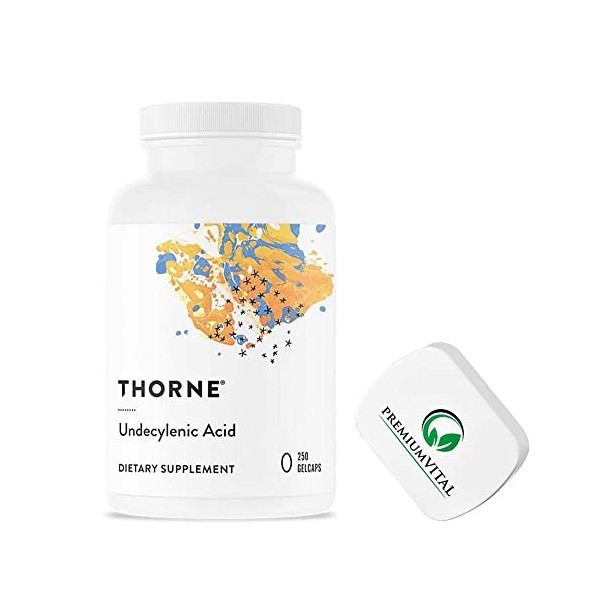 PremiumVital, Thorne Research, Undecylenic Acid Acide Undécylénique , 250 Capsules molles, avec Pilulier Pratique, Testé en 