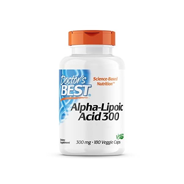 Doctors Best, Alpha-Lipoic Acid Acide Alpha Lipoïque , 300mg, 180 Capsules végétaliennes, Hautement Dosé, Testé en Laborato