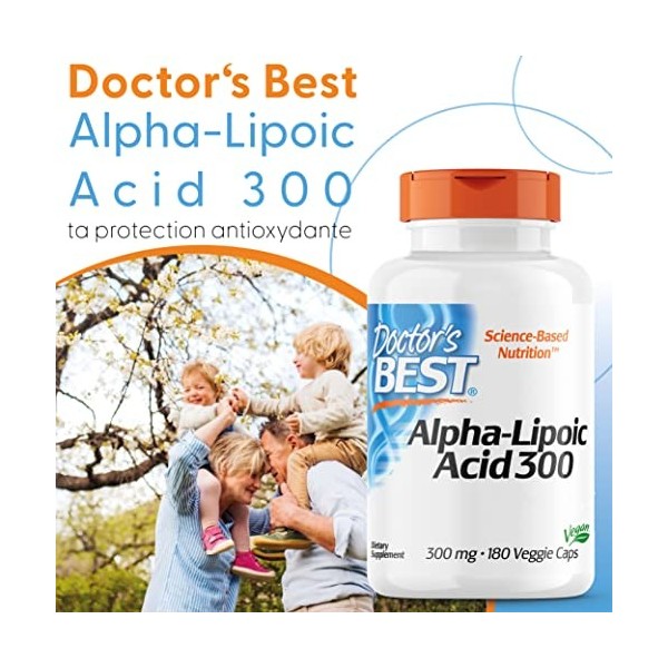 Doctors Best, Alpha-Lipoic Acid Acide Alpha Lipoïque , 300mg, 180 Capsules végétaliennes, Hautement Dosé, Testé en Laborato