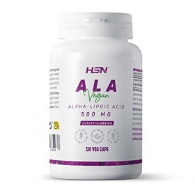 HSN Alpha Lipoic Acid | ALA 500mg | Antioxydant + Glutathion + Anti-âge | Végétalien, sans gluten, sans lactose, 120 gélules 