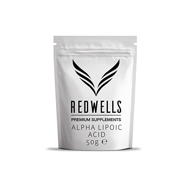 Acide alpha-lipoïque poudre REDWELLS Antioxydant & Vegan - Paquet de 50 g