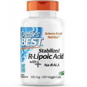 Doctors Best, Stabilized R-Lipoic Acid Acide R-Lipoïque , 100mg, 180 Capsules végétaliennes, Testé en Laboratoire, Hautemen