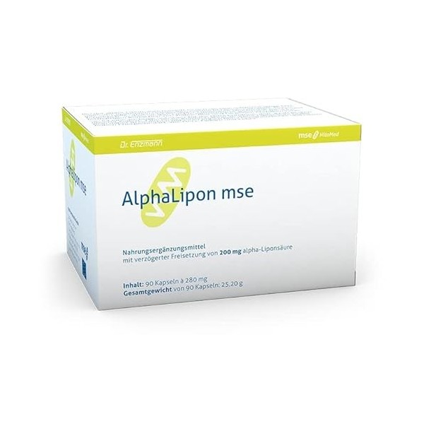 Alpha-Liponsäure mse, 200 mg magensaftresistente Kapsel, hohe Bioverfügbarkeit, hochrein, verzögerte Freisetzung, fett- und w