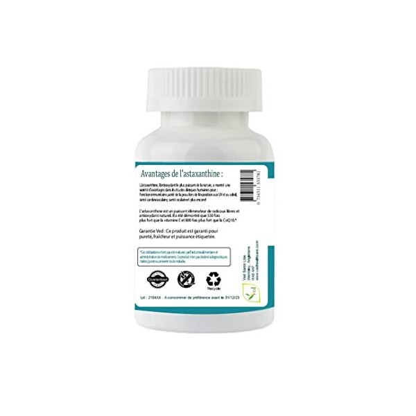 Capsules dastaxanthine Ved | Soutenir un système immunitaire sain | Soutenir la santé des articulations et des tendons | 15m