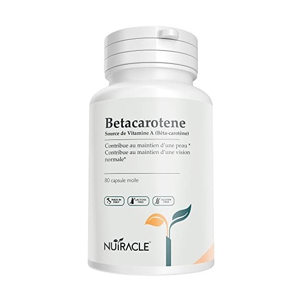 Nutracle Bêta-Carotène 460 mg. 80 perles | Haute disponibilité de la provitamine A antioxydante | Pour un bronzage plus inten