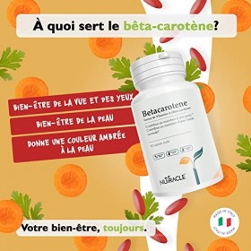 Nutracle Bêta-Carotène 460 mg. 80 perles | Haute disponibilité de la provitamine A antioxydante | Pour un bronzage plus inten