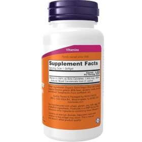 Now Foods, Natural Beta Carotène bêta-carotène naturel , 7 500 mcg 25 000 UIU , 180 gélules, provitamine A