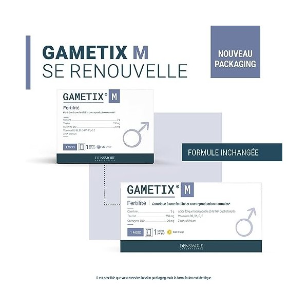 Densmore - GAMETIX M - Complément Alimentaire Fertilité et Reproduction Homme - Vitamines, Minéraux, Zinc, Sélénium, Carnitin