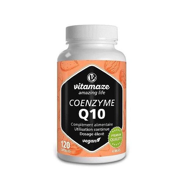 Coenzyme Q10 200 mg - 120 Gélules Pendant 4 Mois - Capsule Vegan avec 98% Ubiquinone - Natural Antioxydant et Énergie - Biodi