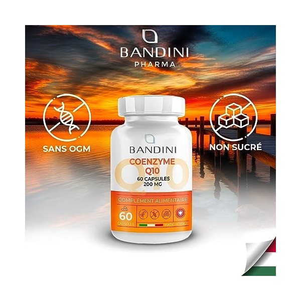 Bandini® Coenzyme Q10 200 mg 60 gélules – Co Q10 Coenzyme Haut Dosage – CoQ10 Ubiquinone à Haute Biodisponibilité – Coenzyme 