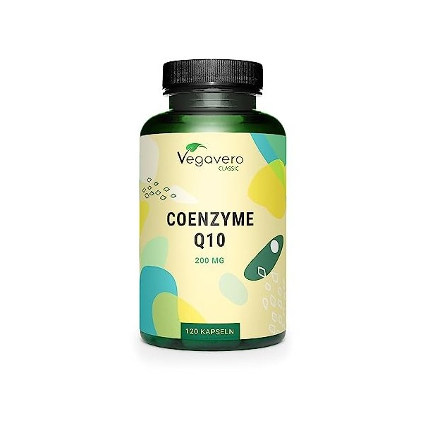 Coenzyme Q10 Vegavero® | 100% Naturelle & VEGAN | 200 mg par gélule | Sans Additifs | CoQ10 Ubiquinone | Antioxydant Puissant