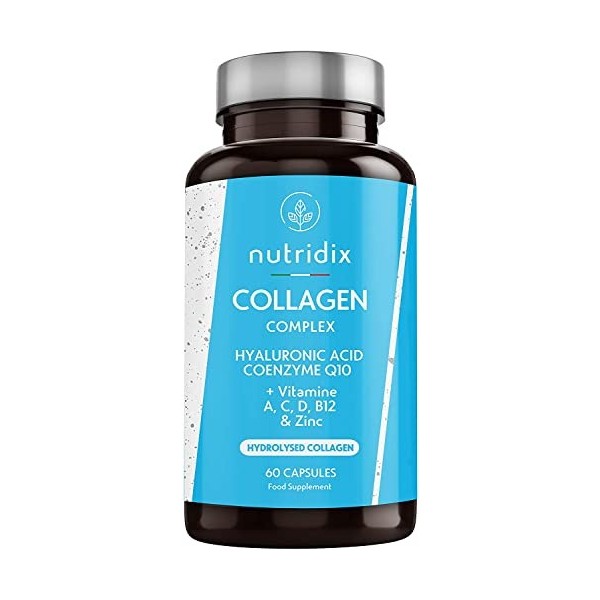 Coenzyme Q10 + Collagène + Acide Hyaluronique - Collagène Hydrolysé pour Peau, Cheveux et Articulations - Vitamine C, A, D, B