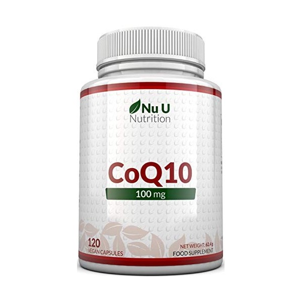 Coenzyme Q10 100mg | 120 CoQ10 Gélules Végétales | Compléments alimentaires de Nu U Nutrition