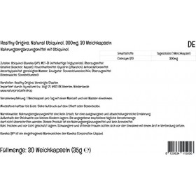 Healthy Origins, Natural Ubiquinol avec Kaneka QH, 300mg, Hautement Dosé, 30 Capsules molles, Testé en Laboratoire, Sans Glut