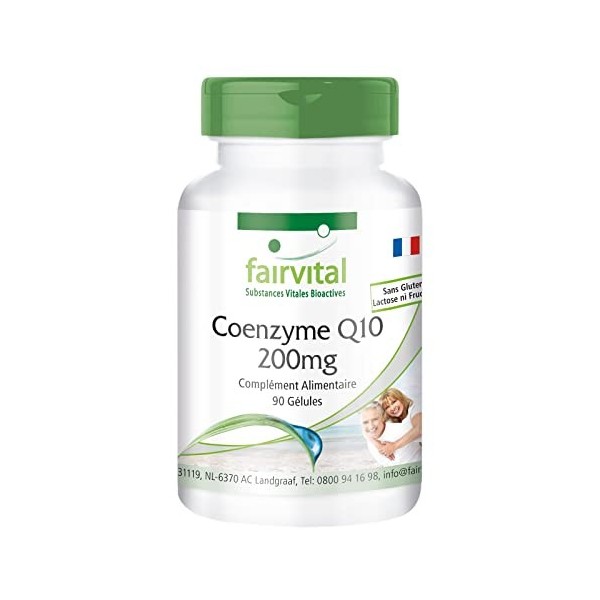 Fairvital | Coenzyme Q10 200mg - 3 mois - VEGAN - Hautement dosé - 90 gélules - ubiquinone