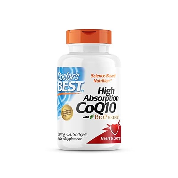 Doctors Best, High Absorption CoQ10 CoQ10 à Haute Absorption avec BioPerine , 100 mg, 120 Capsules molles,Végétal, Coenzy