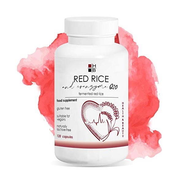 RIZ ROUGE et COENZYME Q10 | 120 capsules | riz rouge fermenté | avec vitamine Q | Produit italien