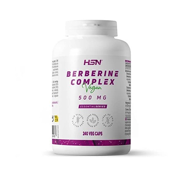 Berberine HCl de HSN | 500 mg | provenant de Berberis Aristata | Haute biodisponibilité | No-GMO, Végano, Sans gluten, Sans l