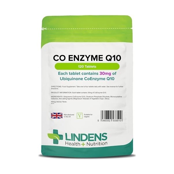 Lindens - Coenzyme Q10 30mg Comprimes - 120 Pack