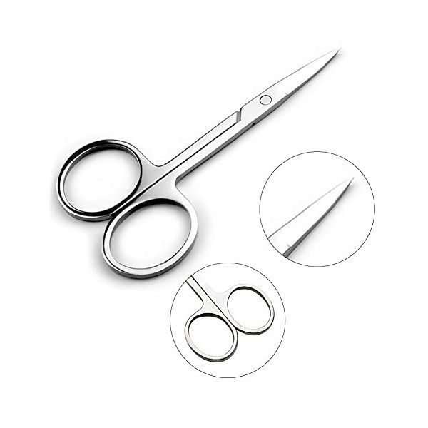 Ciseaux Cuticules, 2 Pcs Ciseaux Ongles, Ciseaux à Ongles Courbés, Ciseaux à Sourcils, Ciseaux Manucure pour Les Sourcils, Le