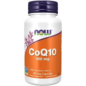 Now Foods, CoQ10 Coenzyme Q10 , 100mg, avec Aubépine, 90 Comprimés végétaliens, Testé en Laboratoire, Sans Gluten, Sans Soja