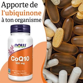 Now Foods, CoQ10 Coenzyme Q10 , 100mg, avec Aubépine, 90 Comprimés végétaliens, Testé en Laboratoire, Sans Gluten, Sans Soja