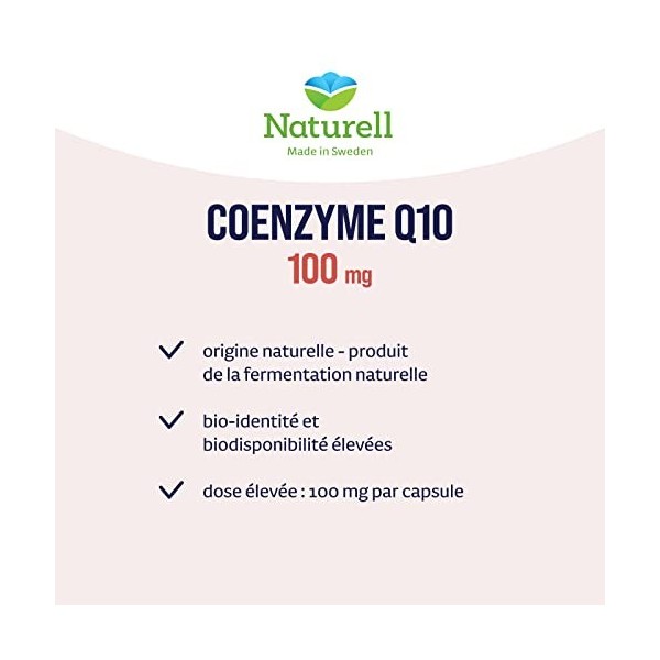 Coenzyme Q10 100mg Naturel - 120 gélules - fabriqué en Suède