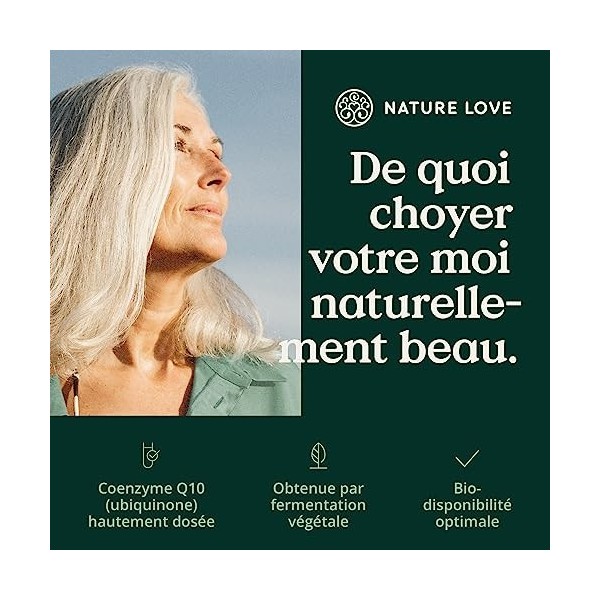 Coenzyme Q10 NATURE LOVE® - 200 mg par gélule - 120 gélules véganes pour 4 mois - obtenue par fermentation végétale - hauteme