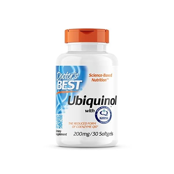 Doctors Best, Ubiquinol, avec Kaneka QH Ubiquinol, 200 mg, 30 Capsules, Coenzyme Q10, Hautement Dosé, Testé en Laboratoire,