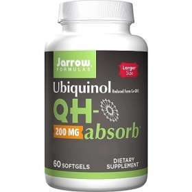 Jarrow Formulas, Ubiquinol QH-Absorb Coenzyme Q10 Actif , 200mg, Hautement Dosé, 60 Capsules molles, Testé en Laboratoire, S