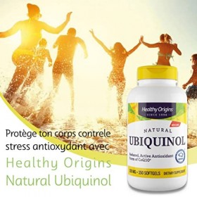 Healthy Origins, Natural Ubiquinol avec Kaneka QH, 100mg, Hautement Dosé, 150 Capsules molles, Testé en Laboratoire, Sans Glu