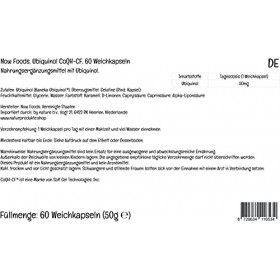 Now Foods, Ubiquinol CoQ10, Kaneka Ubiquinol, 50mg, 60 Capsules molles, Testé en Laboratoire, Sans Gluten, Sans Soja, Sans OG
